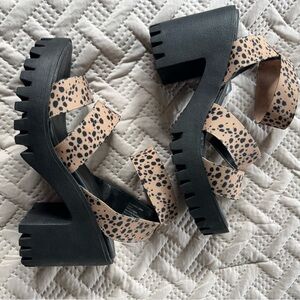 Madden Girl Black and Tan Platform Sandals